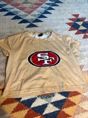 NFL Beige Crop Tee with Red SF Emblem